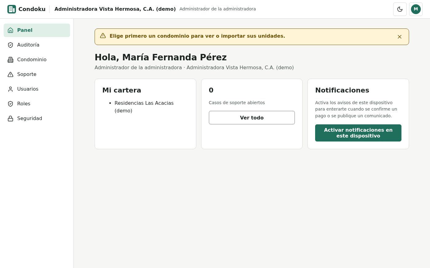 Usuarios de la administradora