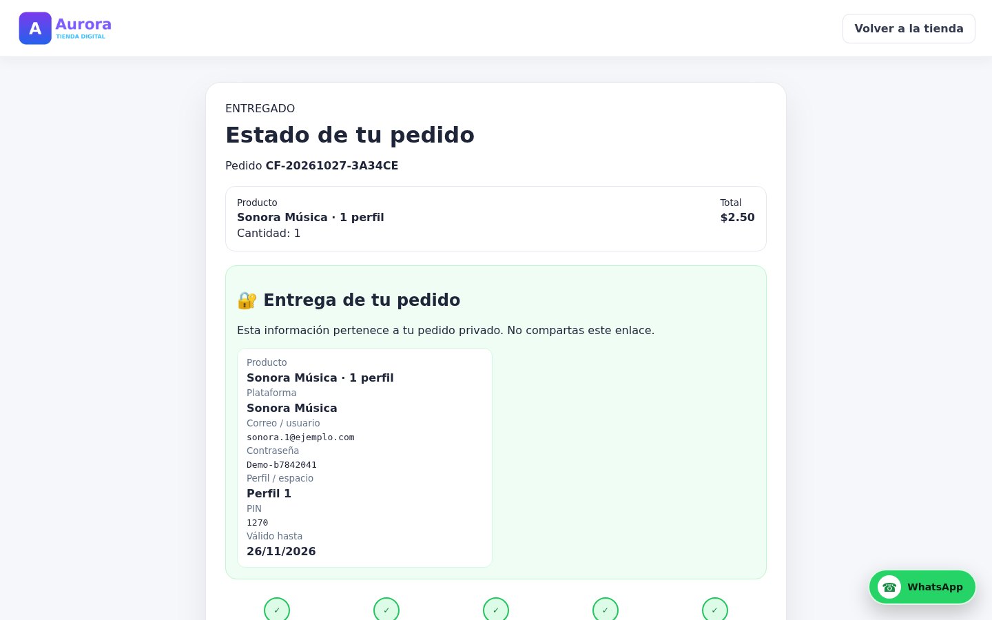 Pedido entregado / Delivered order