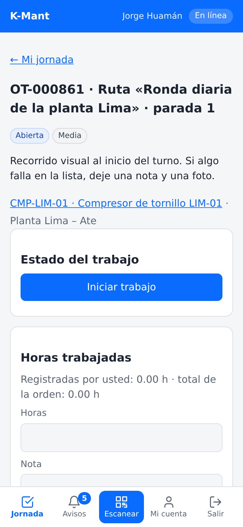 La orden en el teléfono